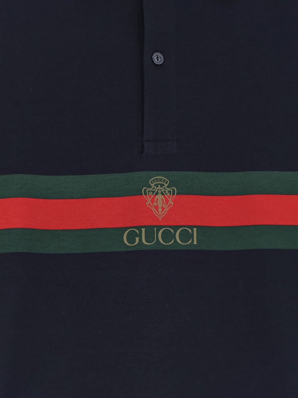 Gucci Men Cotton Polo Shirt With Web Print On The Front