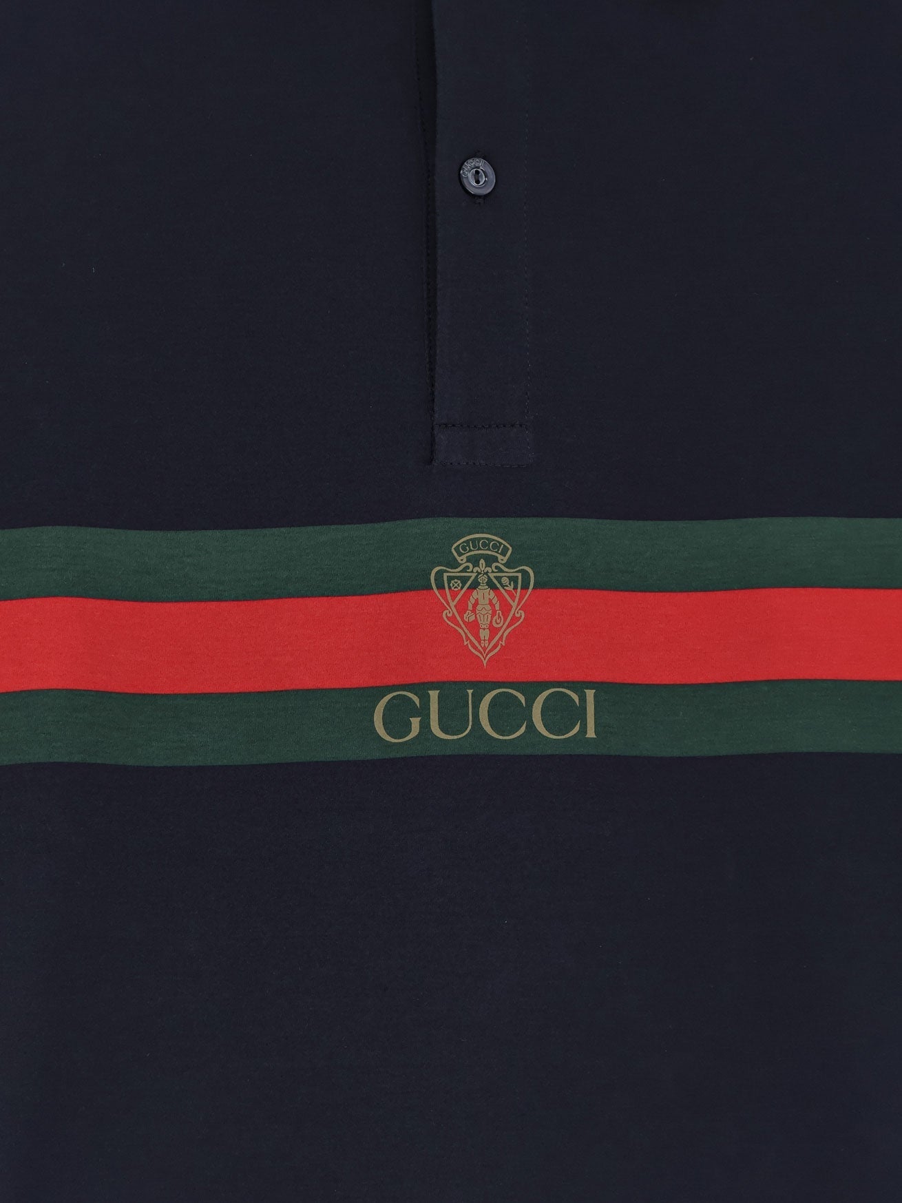 Gucci Men Cotton Polo Shirt With Web Print On The Front
