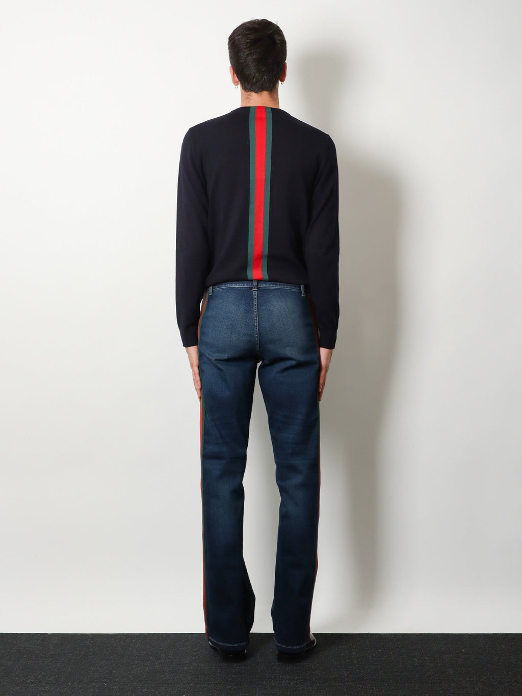 Gucci Men Blue Denim Jeans With Nastro Web Profiles