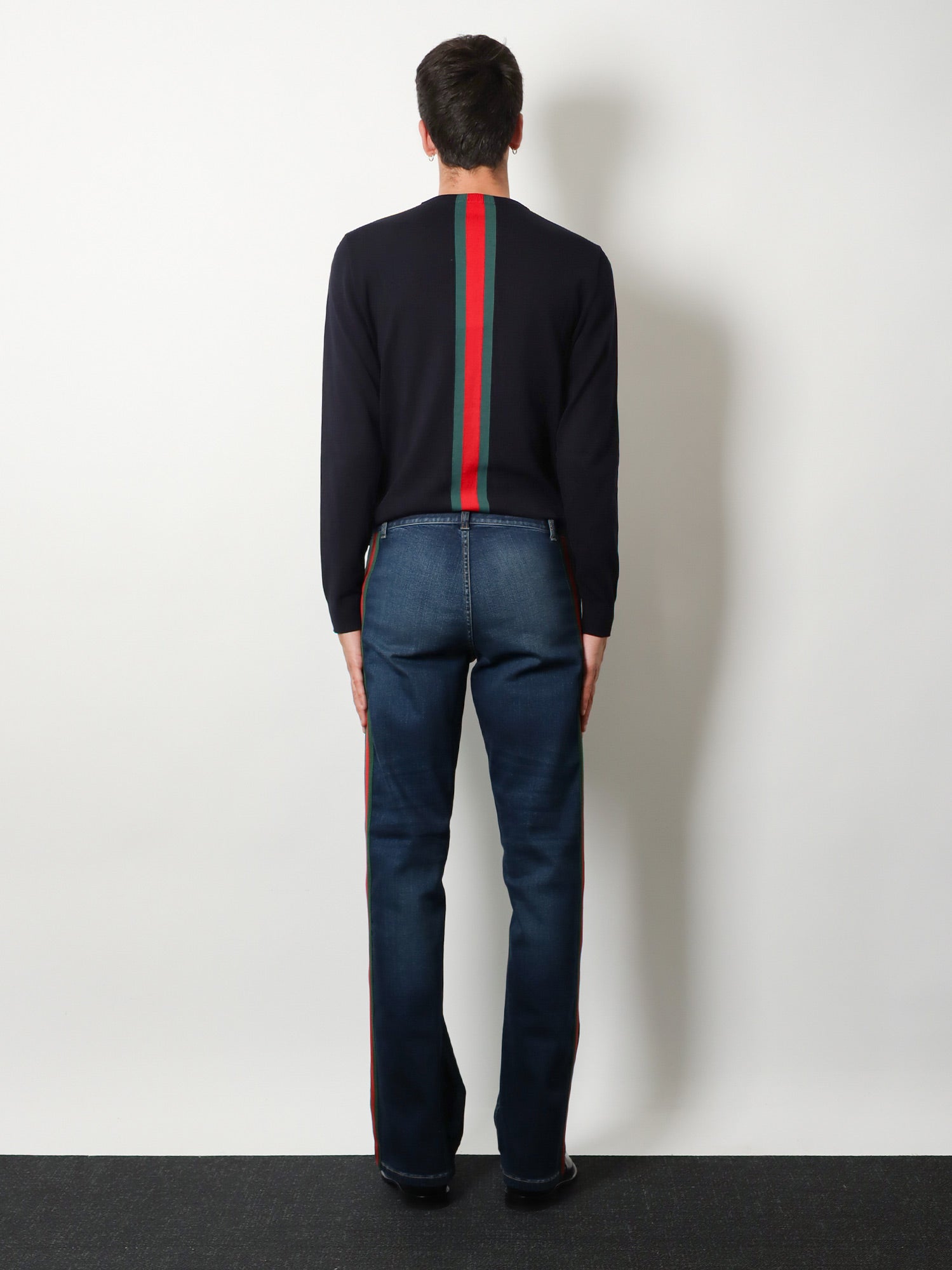 Gucci Men Blue Denim Jeans With Nastro Web Profiles