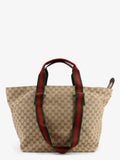 Gucci Men Gg Fabric Shopping Bag With Nastro Web Handle Detail
