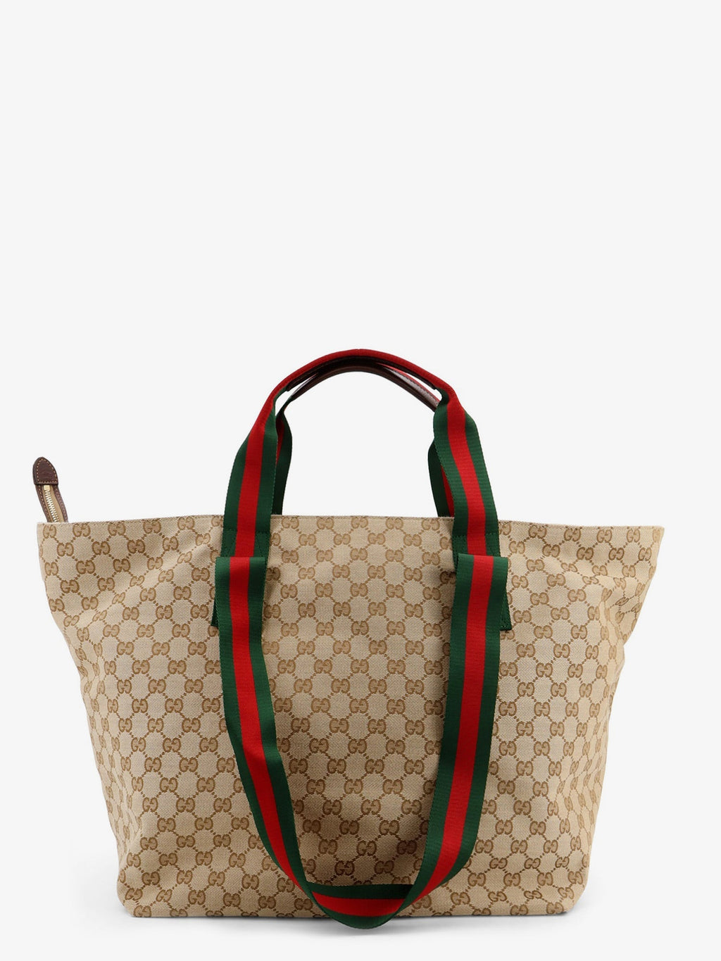 Gucci Men Gg Fabric Shopping Bag With Nastro Web Handle Detail