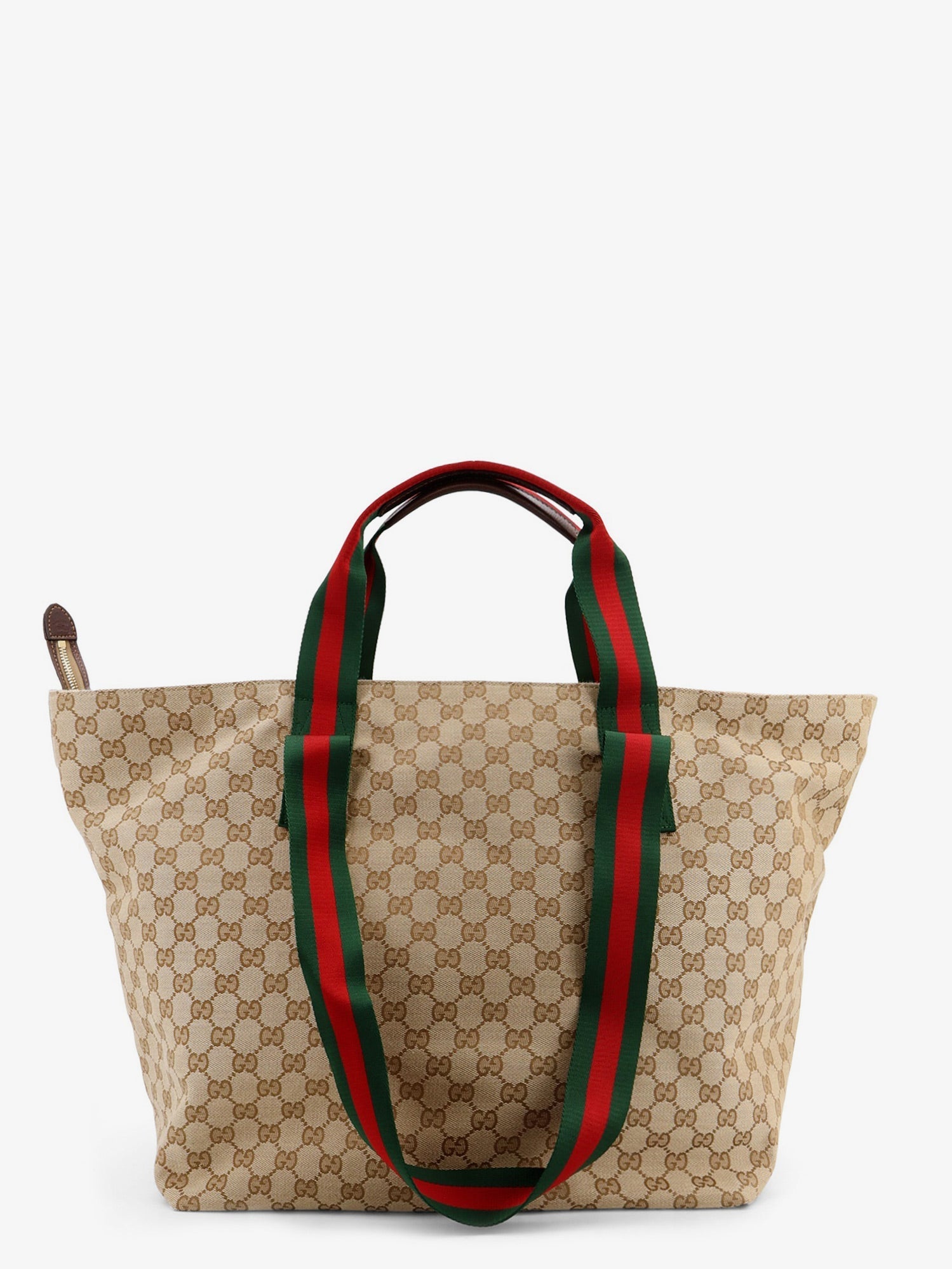 Gucci Men Gg Fabric Shopping Bag With Nastro Web Handle Detail