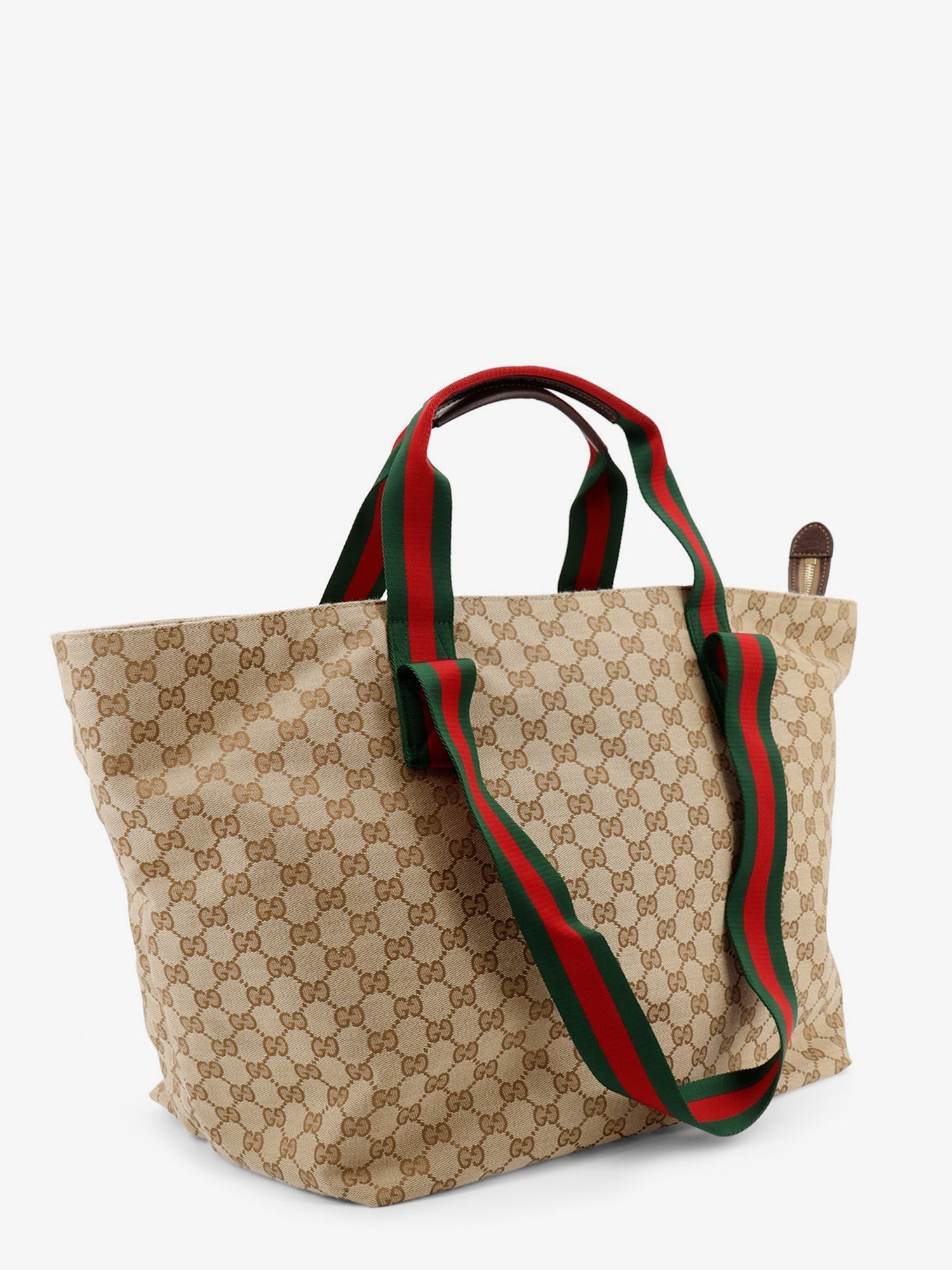 Gucci Men Gg Fabric Shopping Bag With Nastro Web Handle Detail