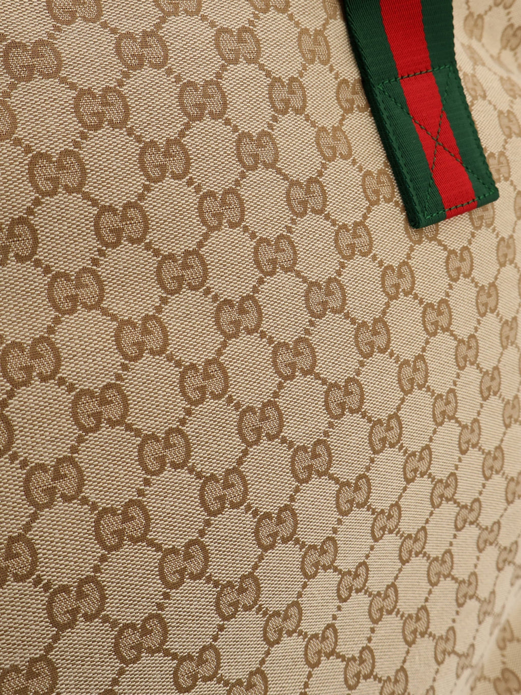 Gucci Men Gg Fabric Shopping Bag With Nastro Web Handle Detail
