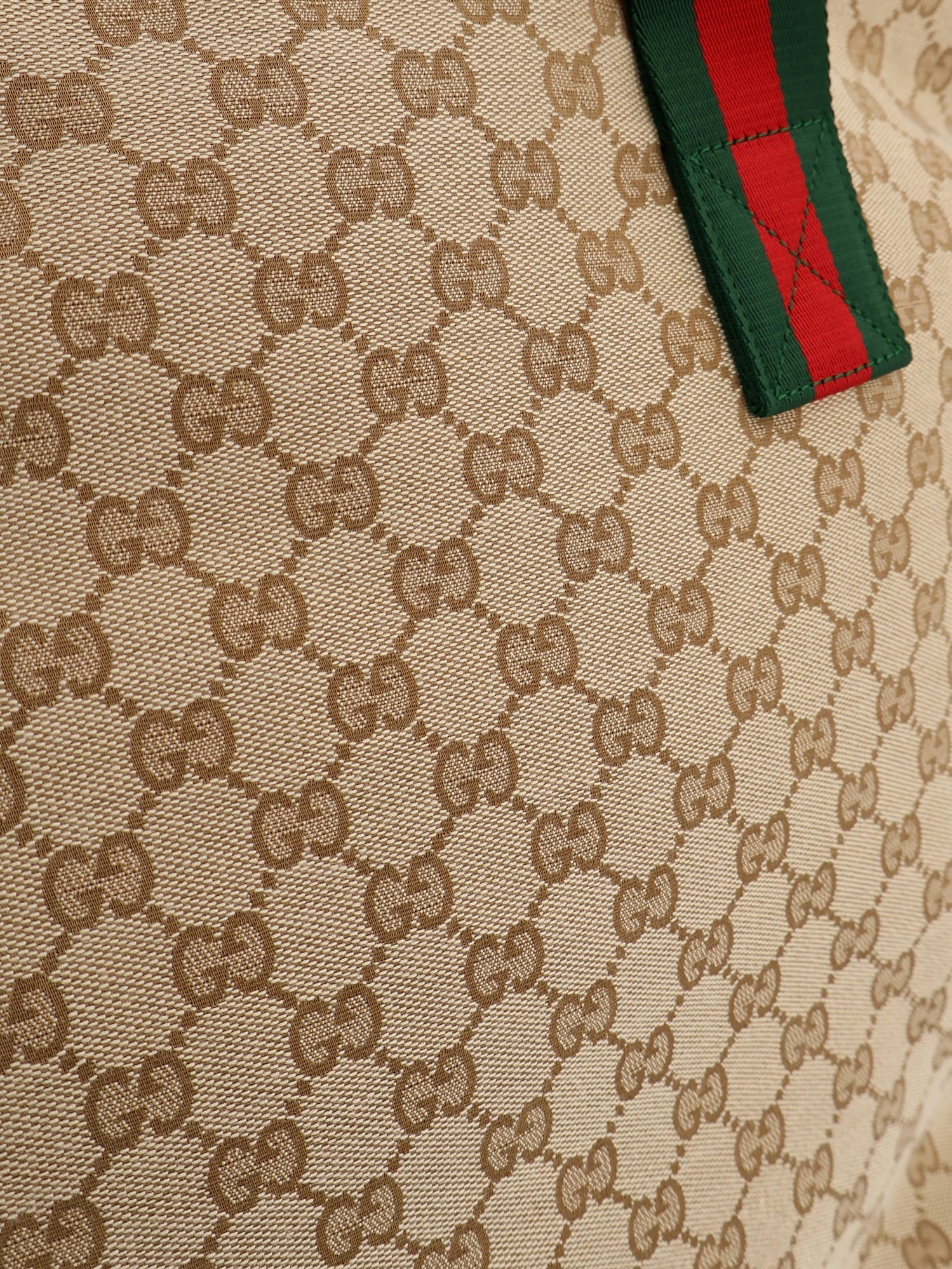 Gucci Men Gg Fabric Shopping Bag With Nastro Web Handle Detail