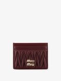 Miu Miu Women Matelasse Leather Card Holder With Metal Lettering Logo
