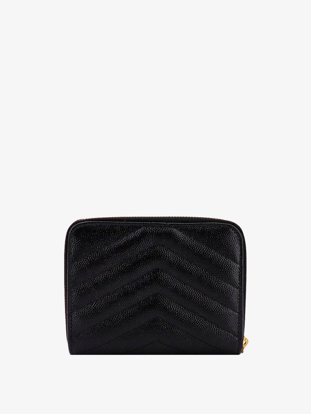 Saint Laurent Women Quilted Leather Wallet With Metal Cassandre Logo
