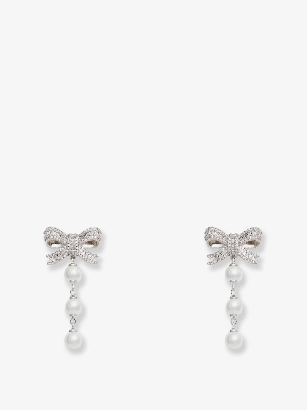 Self Portrait Women Crystal Bow Pearl Droplet Earrings