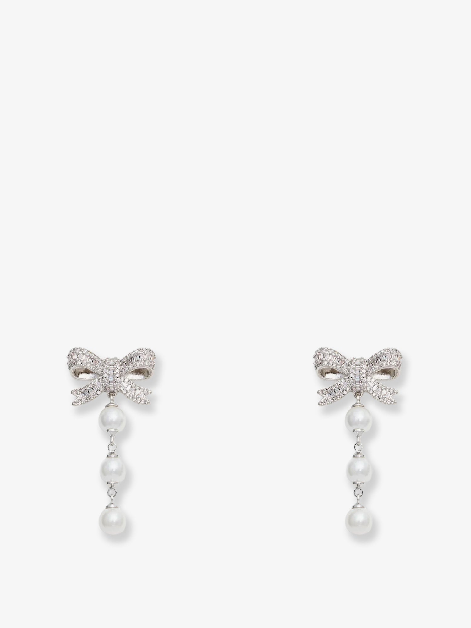 Self Portrait Women Crystal Bow Pearl Droplet Earrings