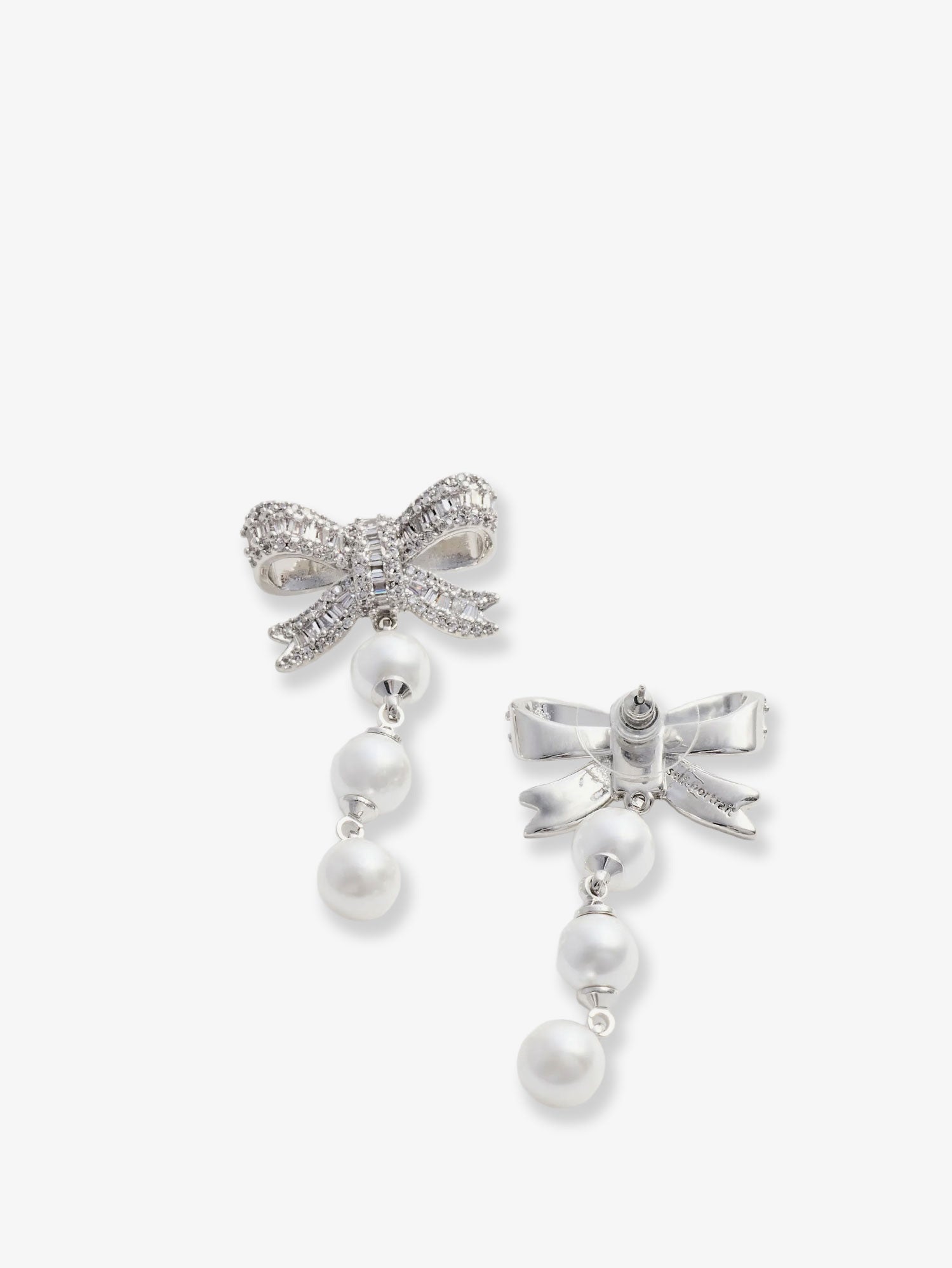 Self Portrait Women Crystal Bow Pearl Droplet Earrings