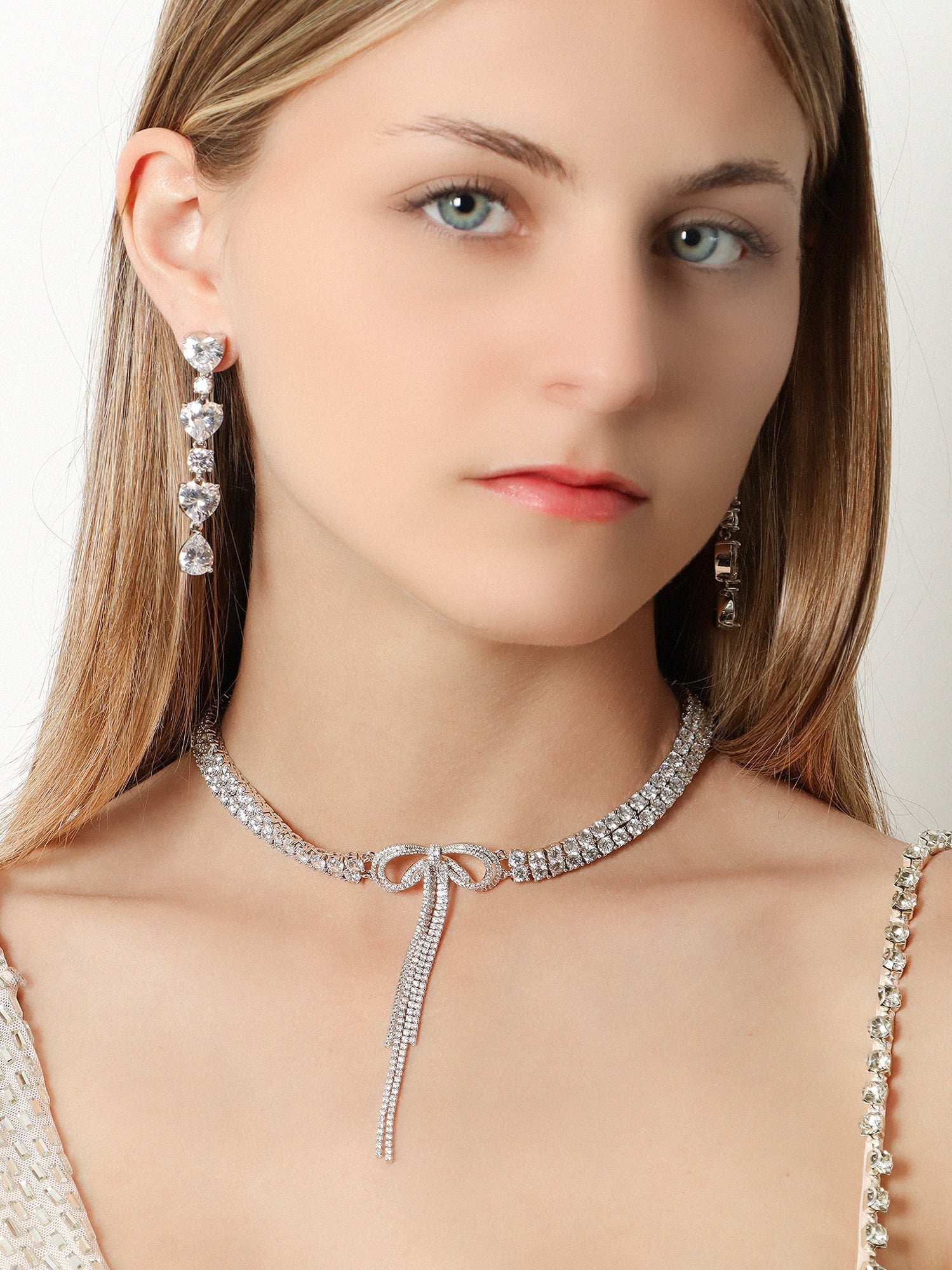 Self Portrait Women Double Crystal Bow Choker