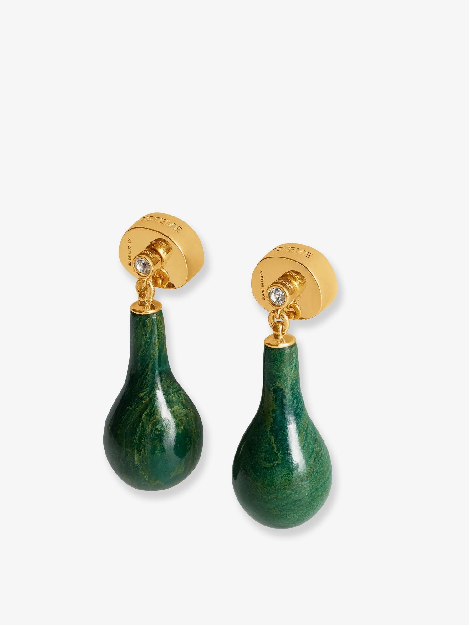 Toteme Women Jade Drops Brass Earrings