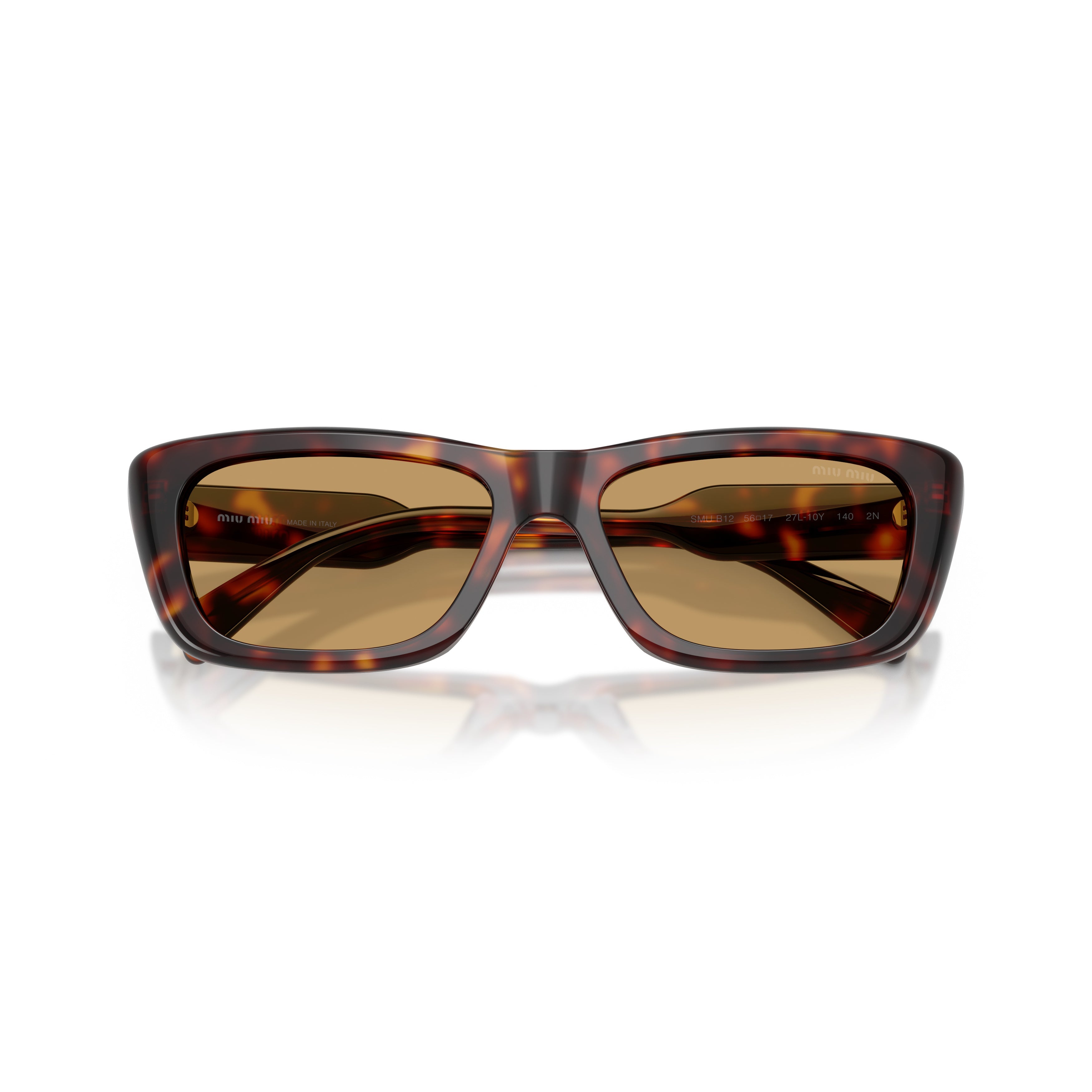 0Mu B12S Rectangular Tortoiseshell Sunglasses with Thick Arms