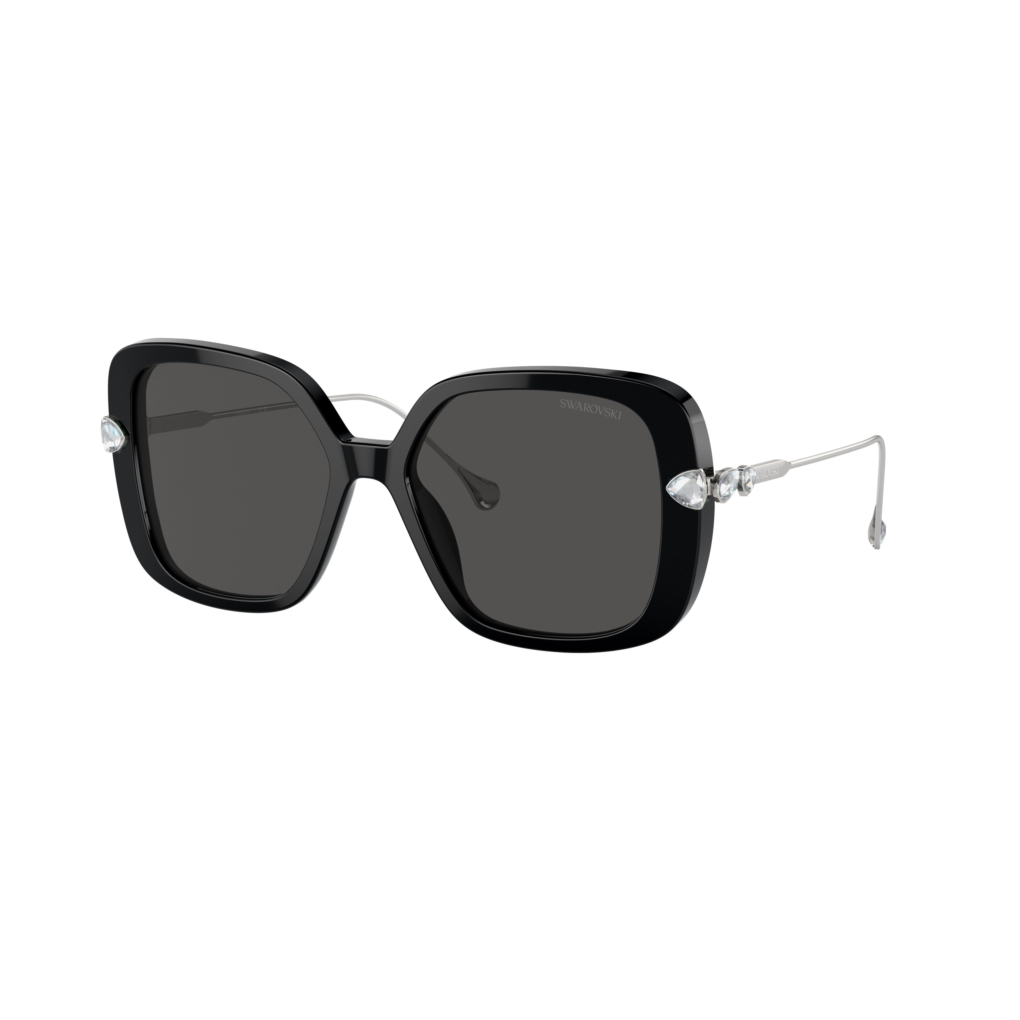 0Sk6011 Large Square Black Acetate Sunglasses with Crystal Embellishments