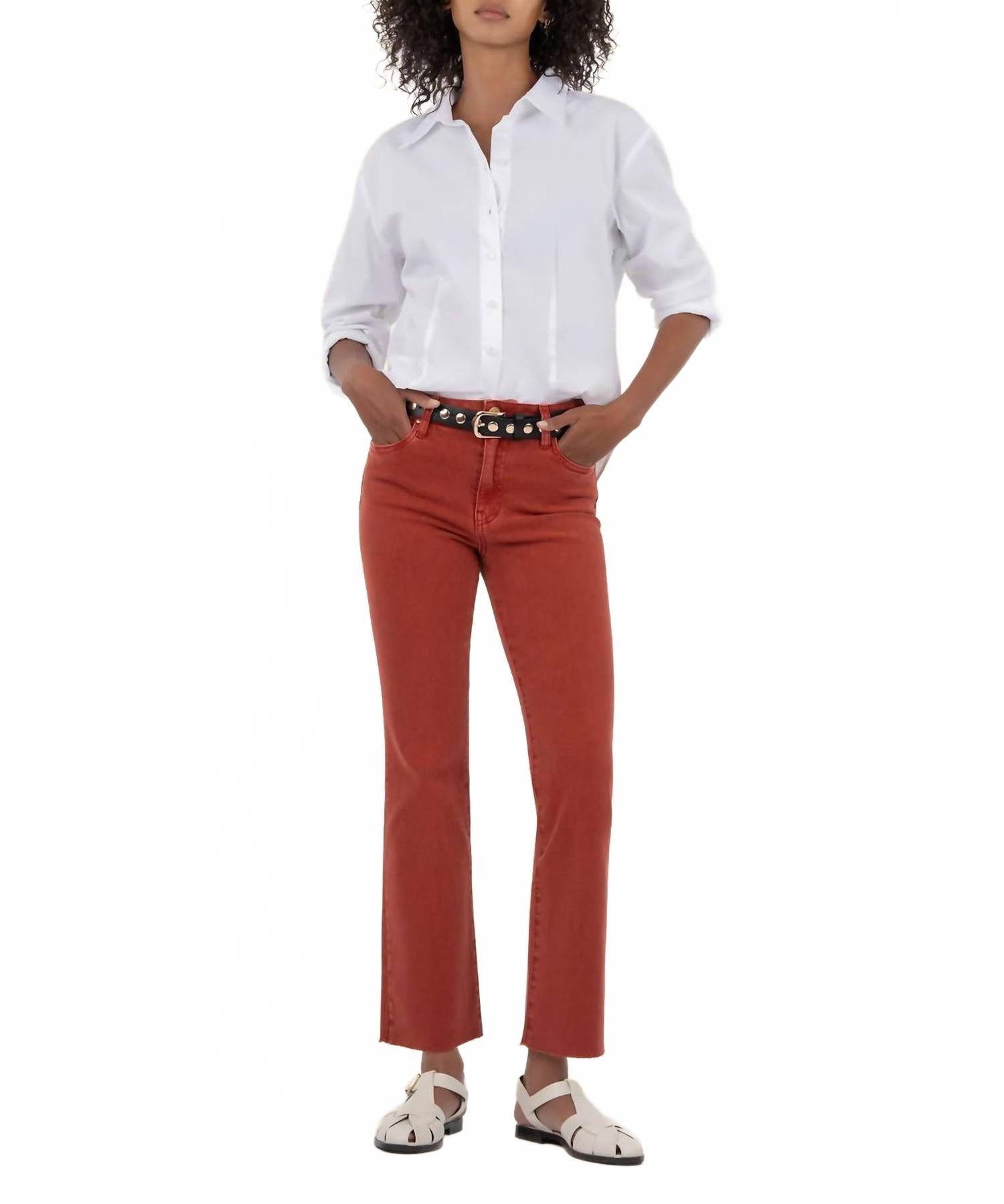 Kelsey High Rise Ankle Flare Jeans In Paprika