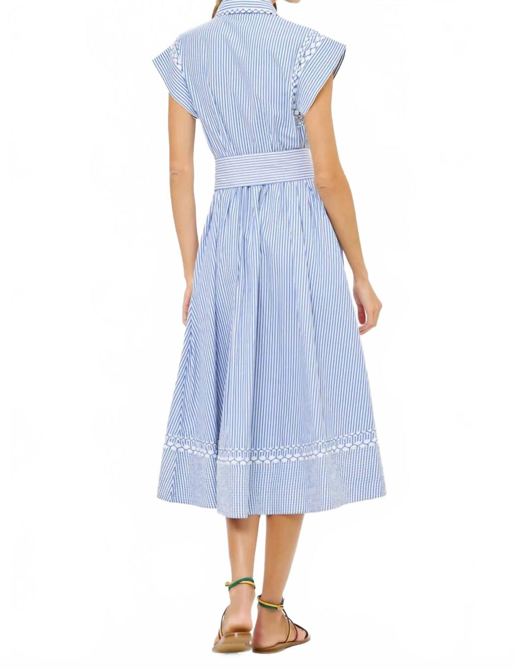 Belted Shirt Dress In Sconset Blue