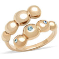 IP Rose Gold(Ion Plating) Stainless Steel Ring with Top Grade Crystal in Sea Blue