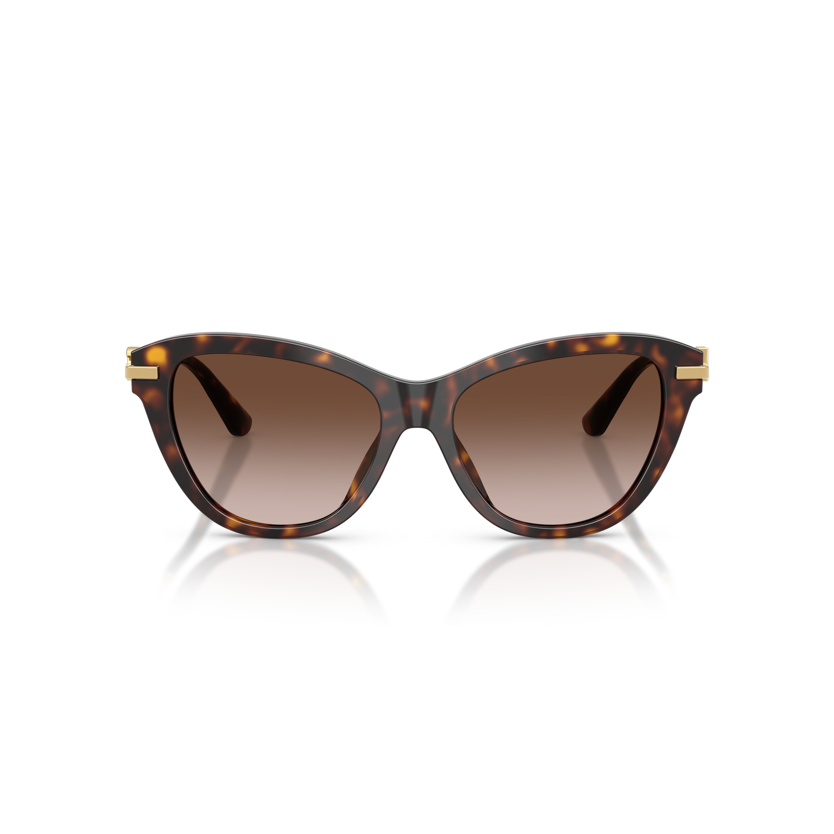 0Dg4534 Tortoiseshell Cat-Eye Sunglasses with Gold Metal Temples