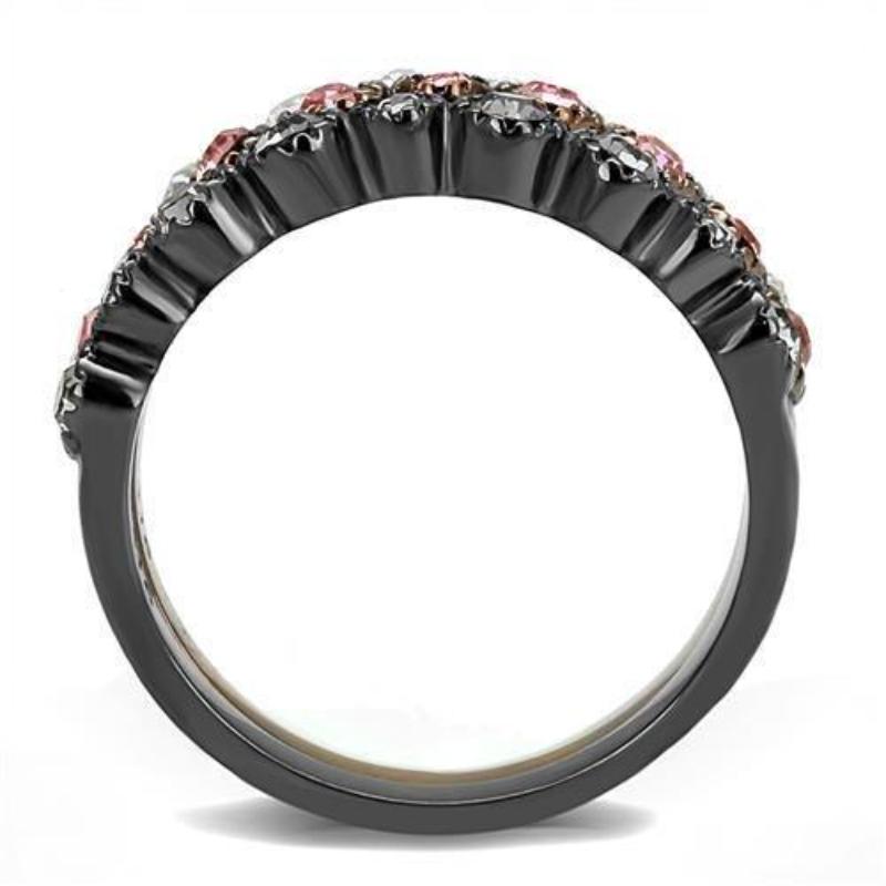 IP Light Black & IP Light coffee Stainless Steel Ring with Top Grade Crystal in Multi Color