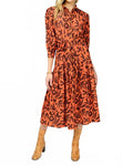Native Print Midi Shirt Dress In Rust