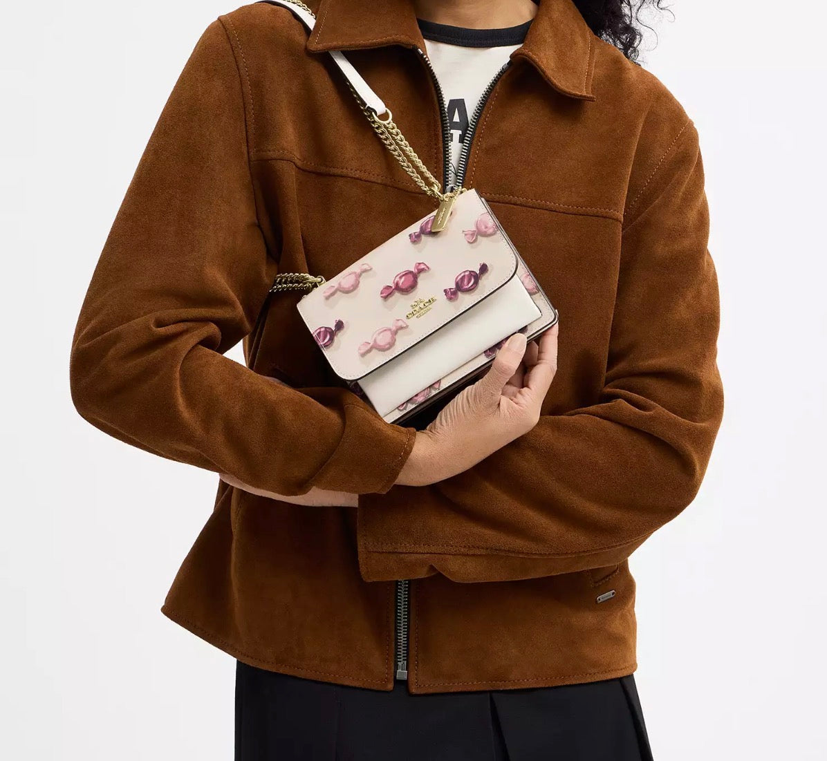 NWT Coach Leather Mini Klare Crossbody Bag With Candy Print