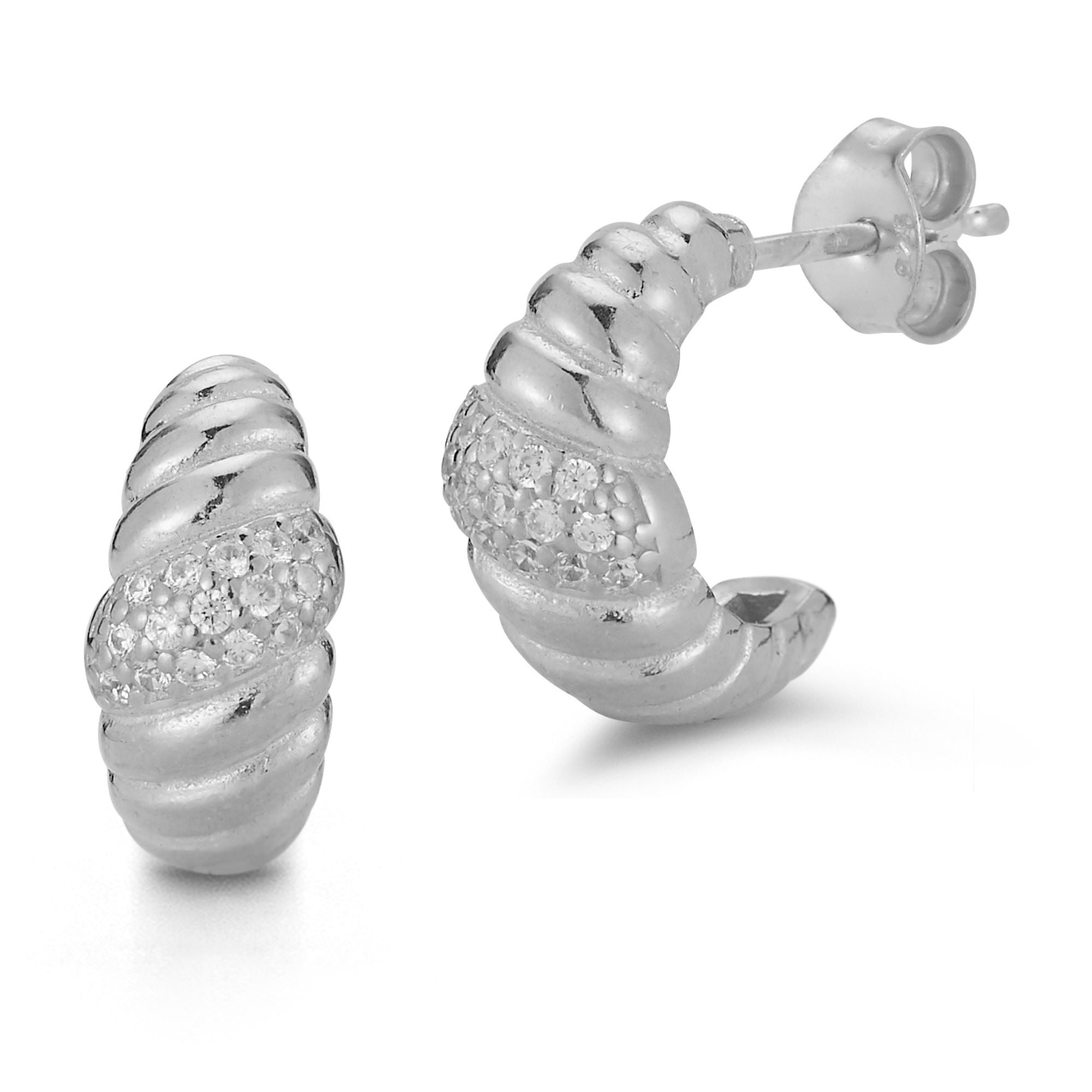Sterling Silver Dainty Croissant Hoops