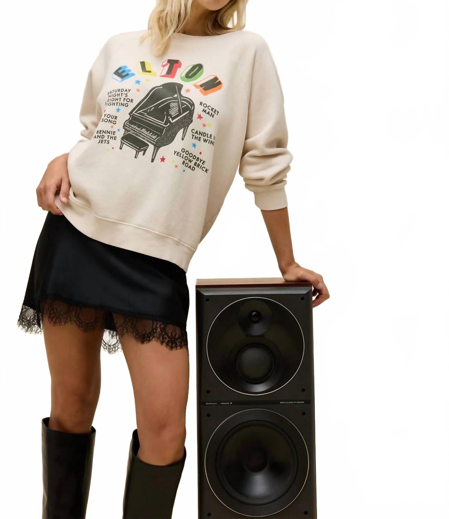Elton John Vintage Sweatshirt In Rainbow Piano