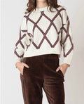 Diamond Check Sweater In White