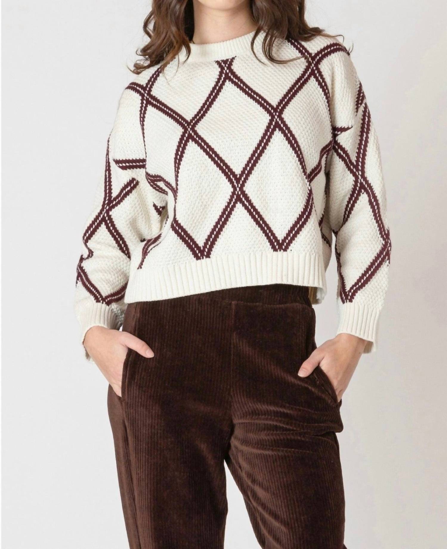Diamond Check Sweater In White