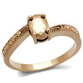 IP Rose Gold(Ion Plating) Brass Ring with AAA Grade CZ in Metallic Light Gold