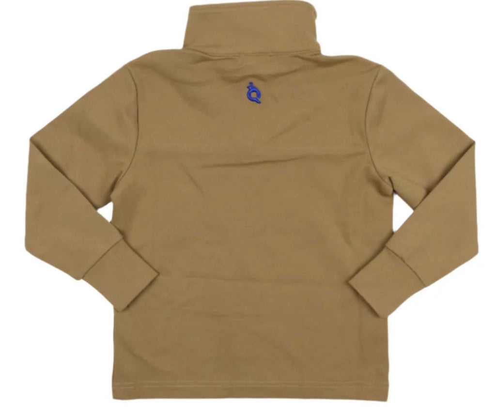 Quarter Zip Performance Pullover Top In Khaki