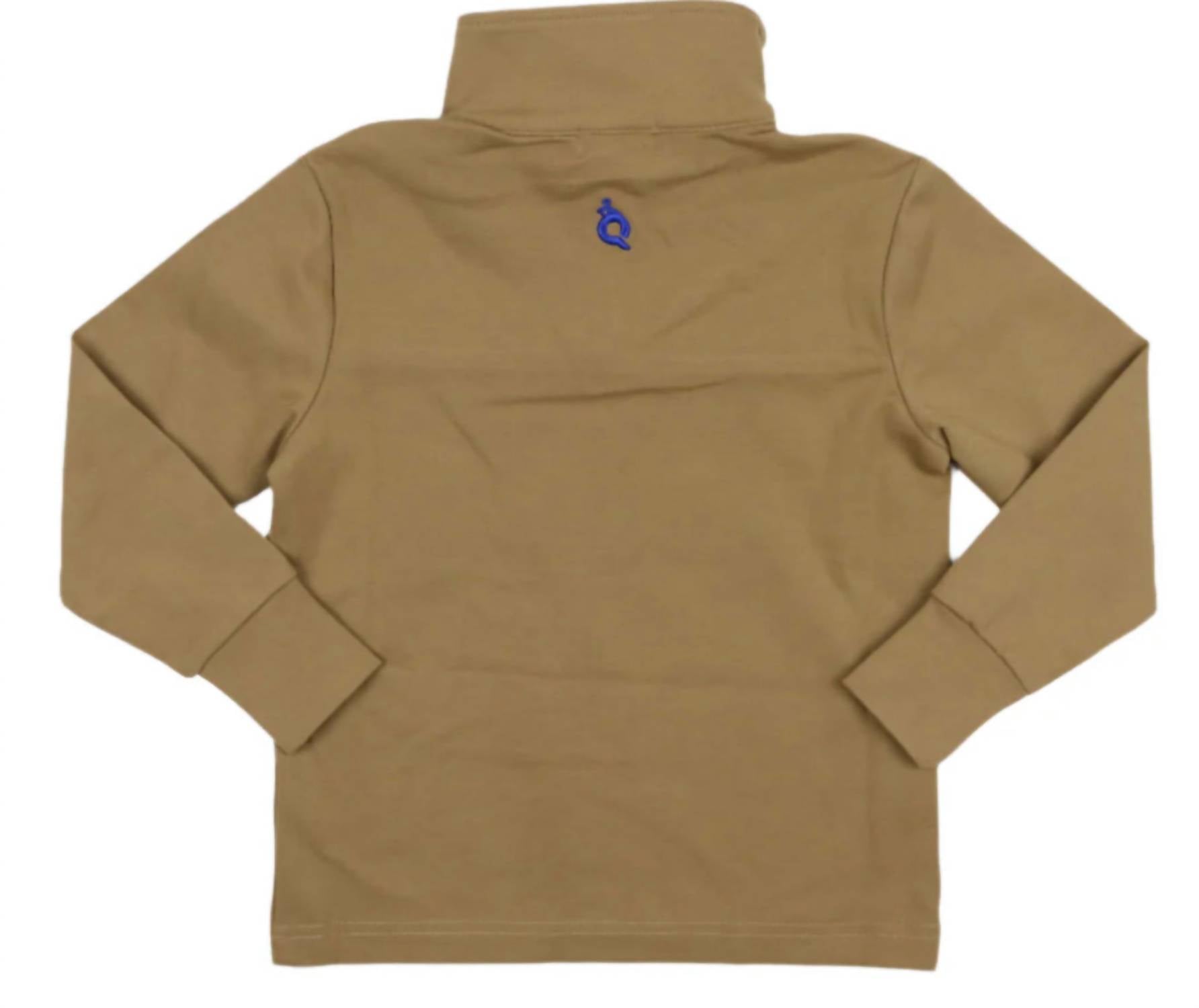 Quarter Zip Performance Pullover Top In Khaki