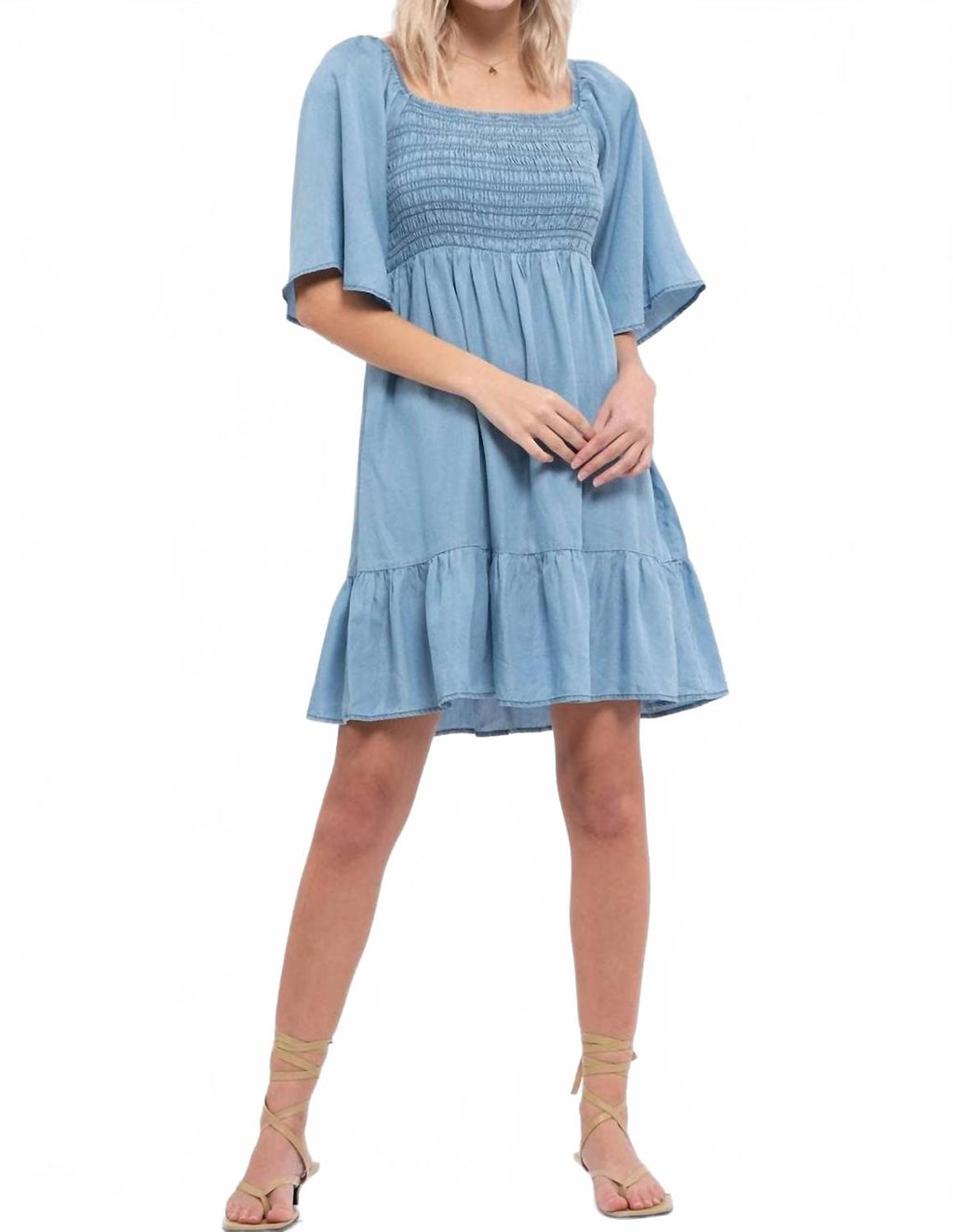 Arden Mini Dress In Blue Denim