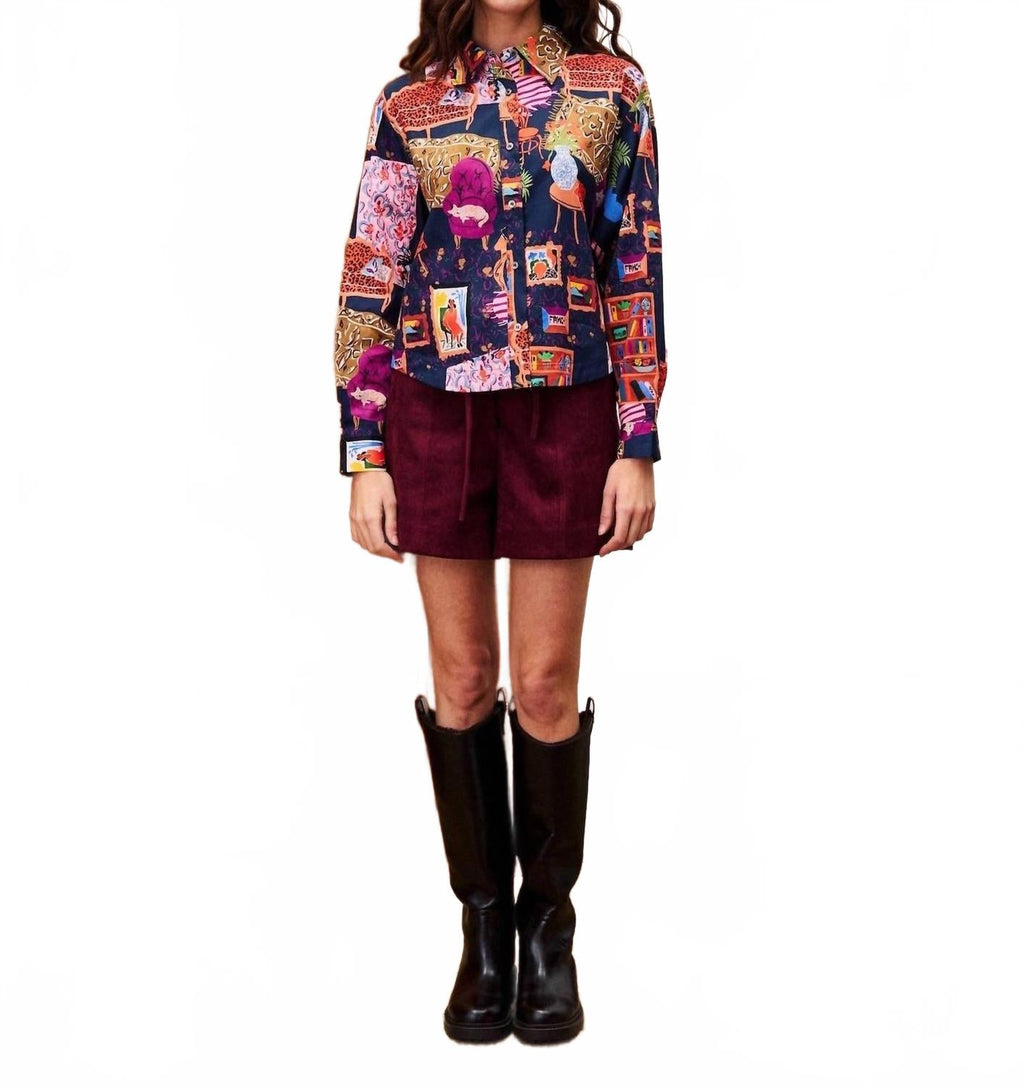 Button-Down Top In Salon Nuit