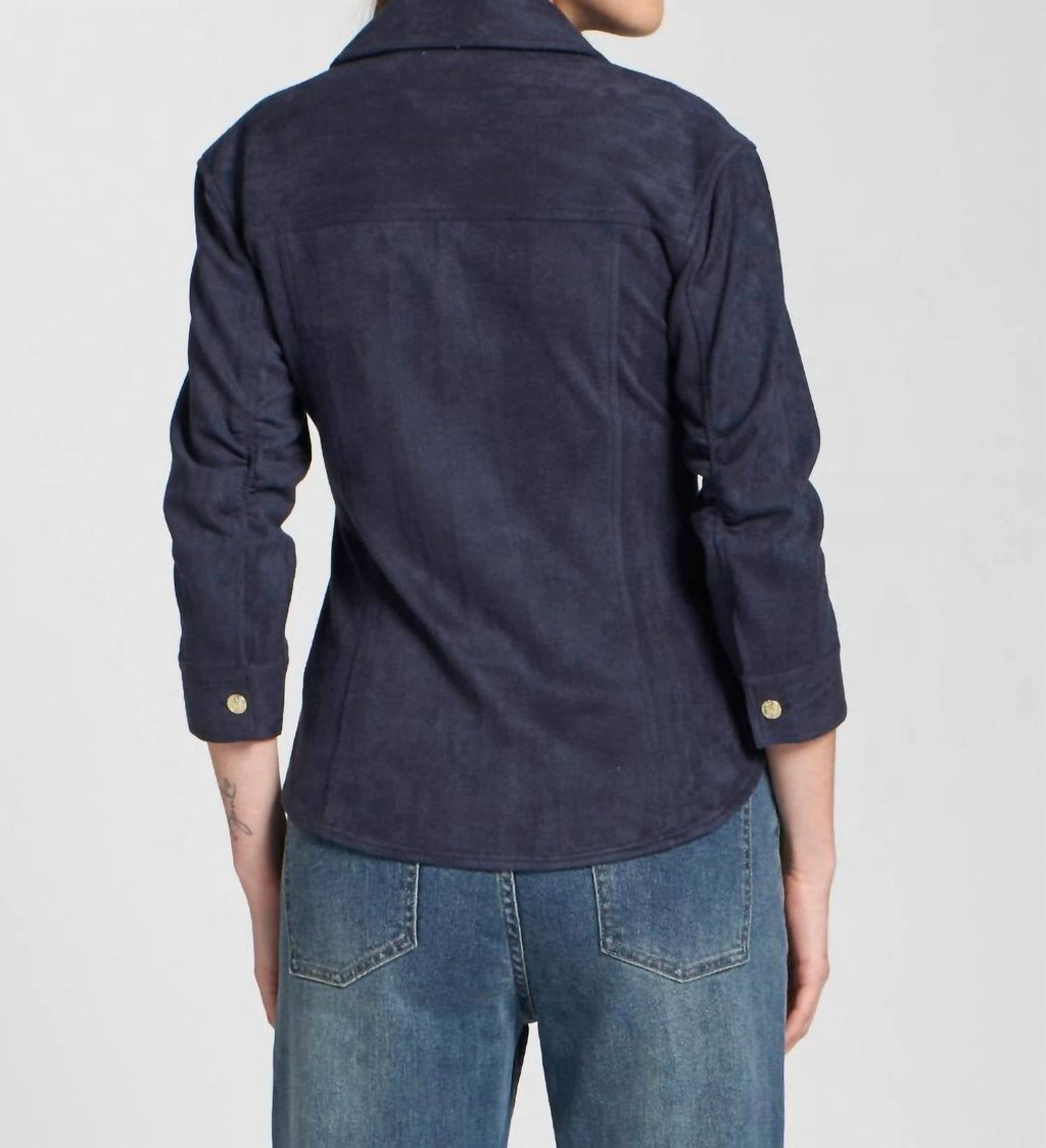 Vegan Leather Shirt In Navy