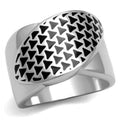High polished (no plating) Stainless Steel Ring with Epoxy in Jet