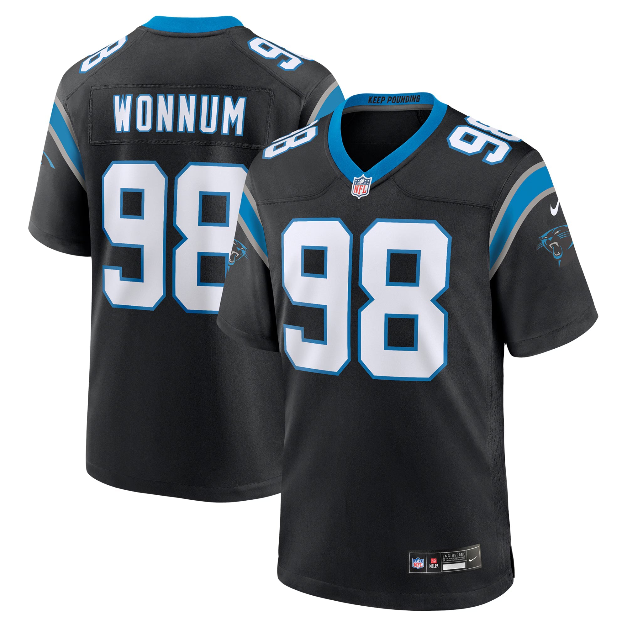 Carolina Panthers D.J. Wonnum Black Game Jersey