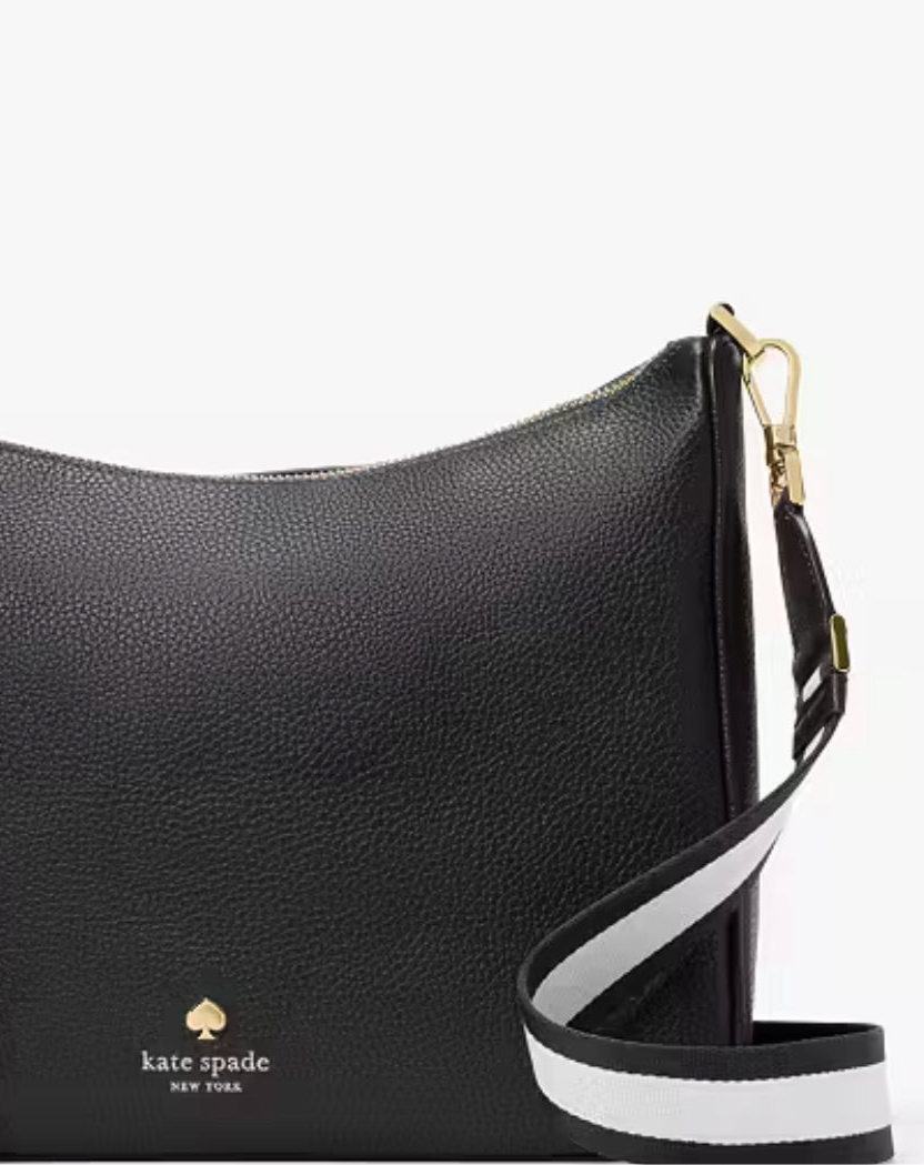 NWT Kate Spade Emma Large Leather Crossbody In Gold/Black