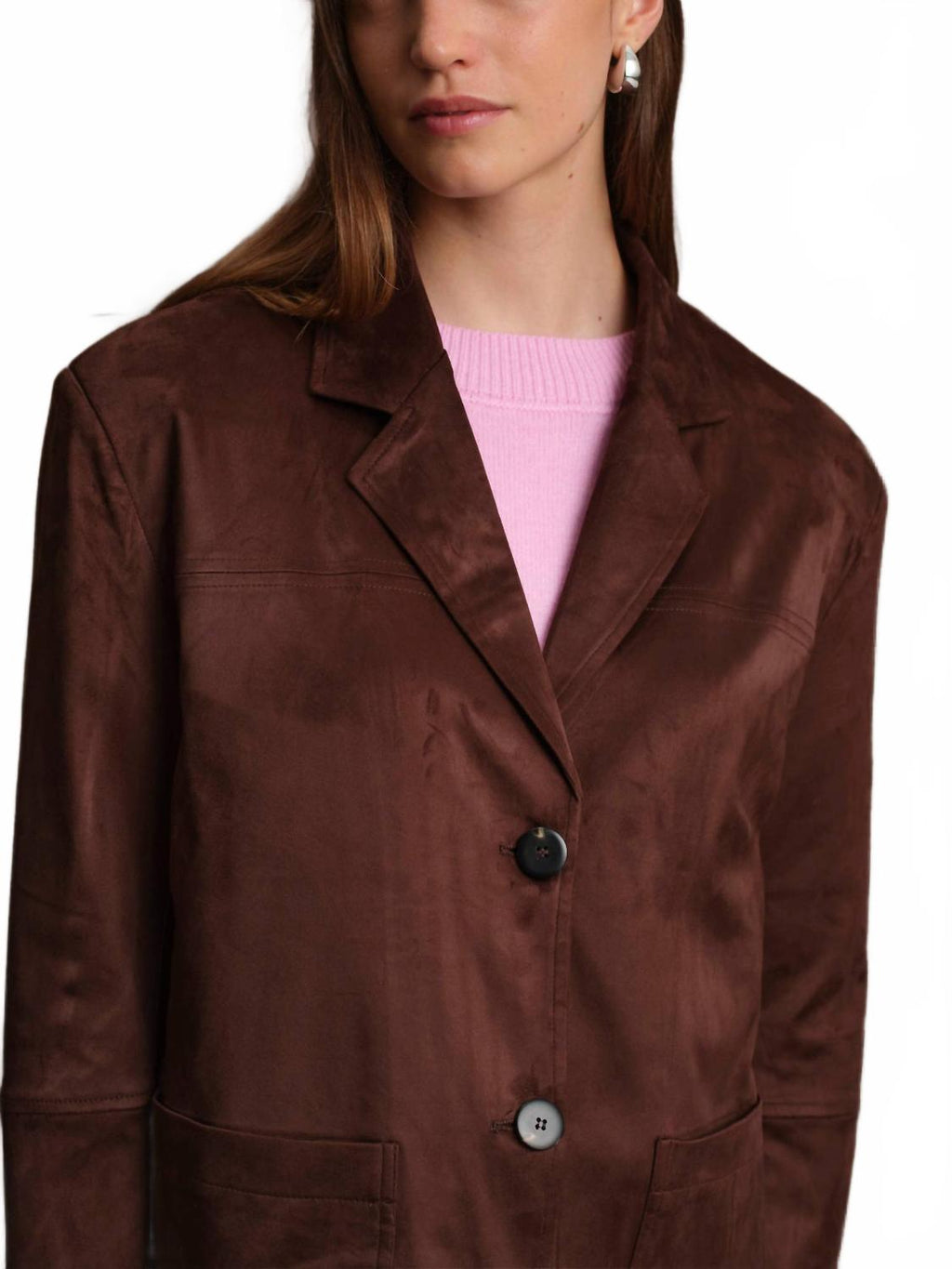 Dereck Faux Suede Blazer In Chocolate