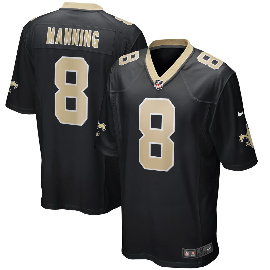 New Orleans Saints Archie Manning Black Game Retired Player Jersey