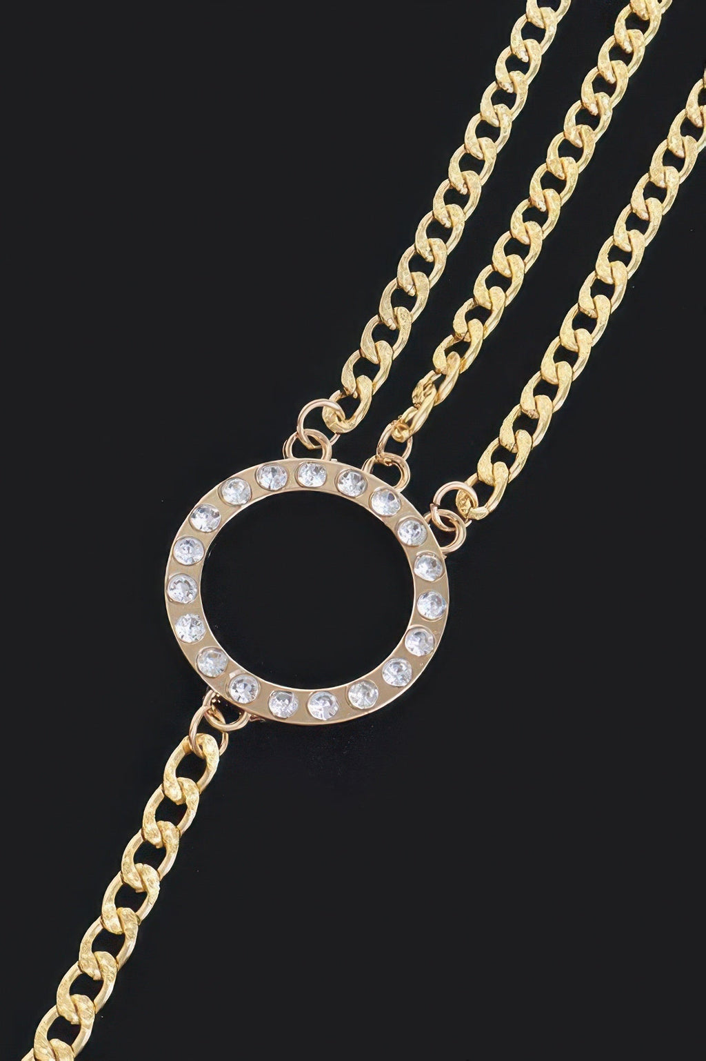 Metal Chain Waist Belt with Decorative Stone Ring