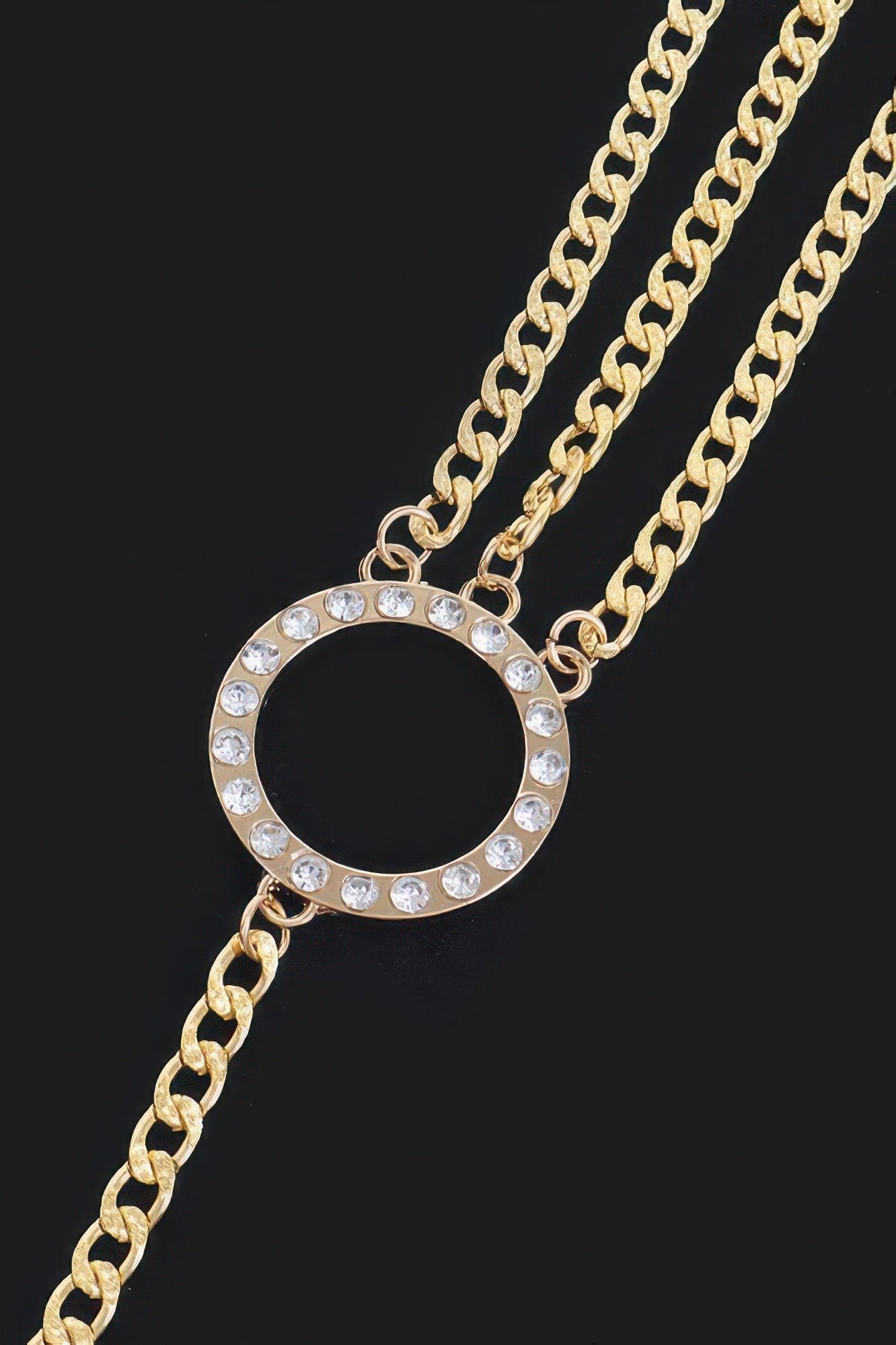 Metal Chain Waist Belt with Decorative Stone Ring
