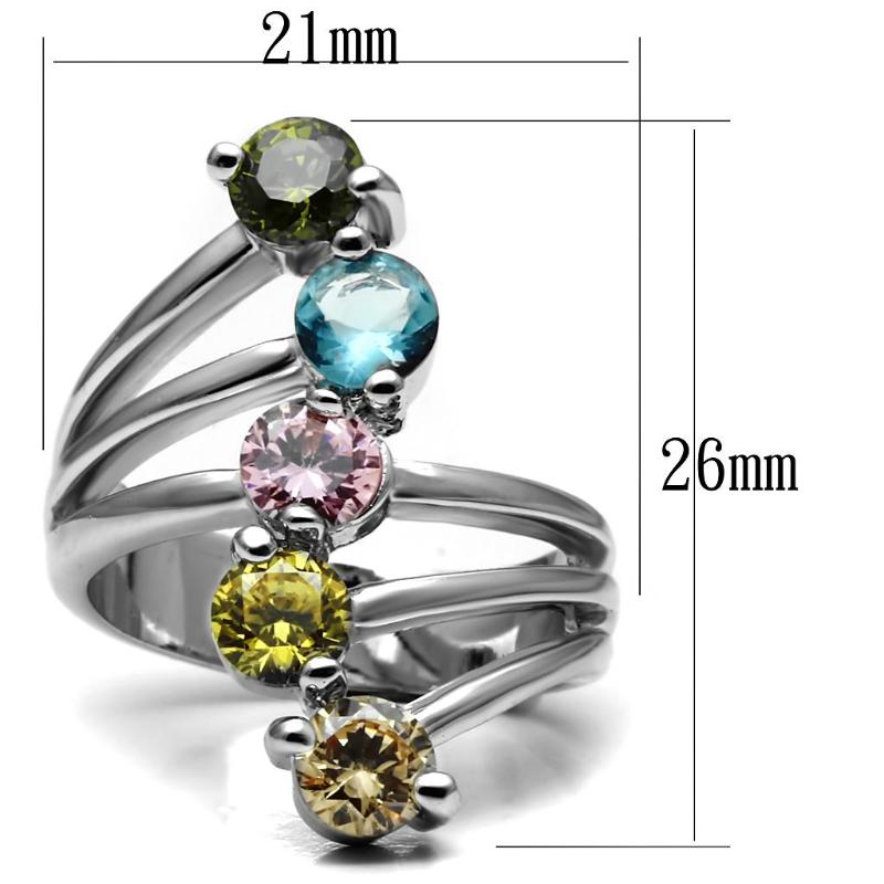 Sigrid Cocktail Ring - Stainless Steel, AAA CZ , Multi Color