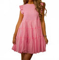Ruffled Flutter Sleeve Mini Dress In Blooming Pink