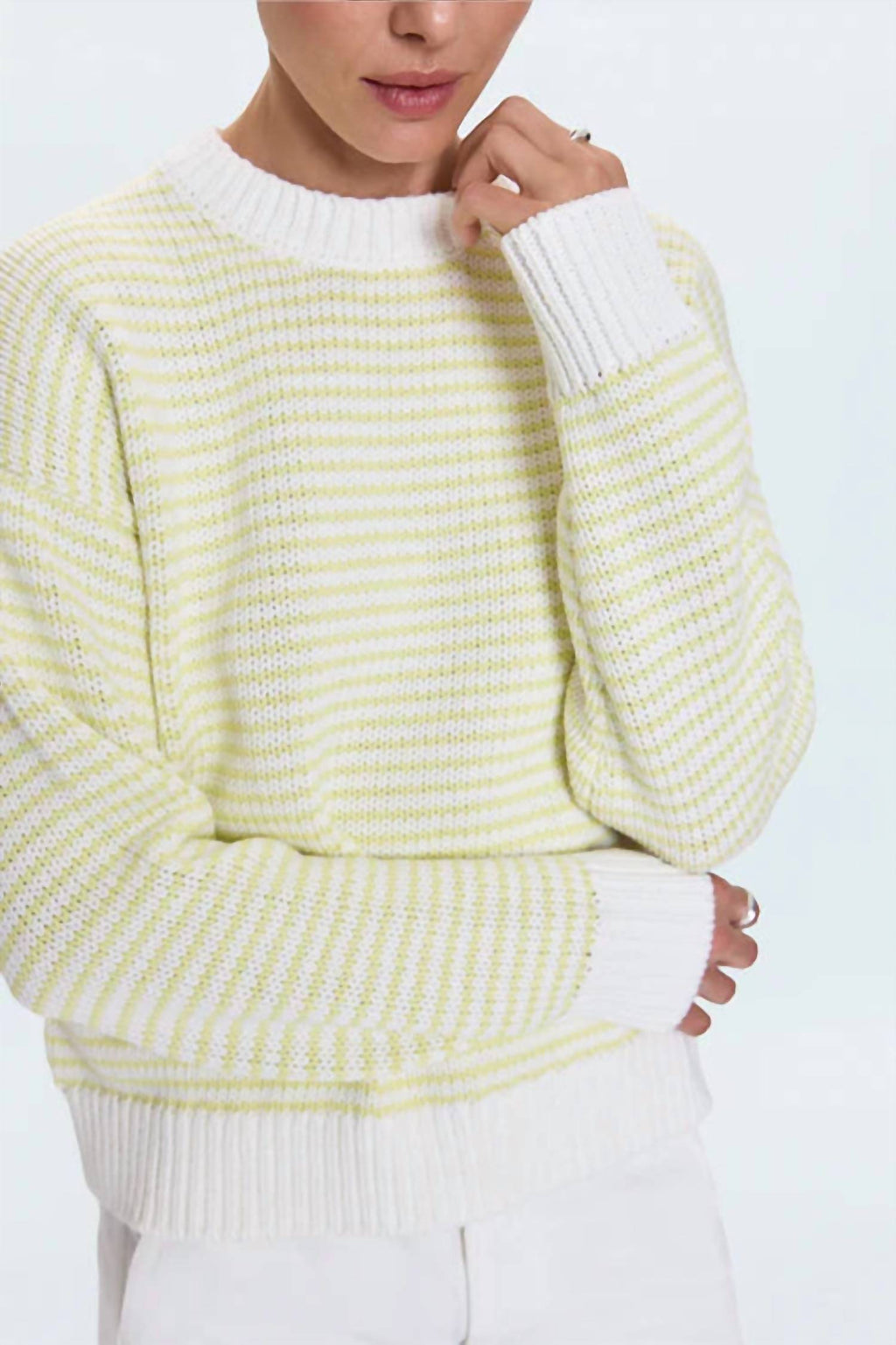 Aura Relaxed Crew Neck Sweater In Limeade