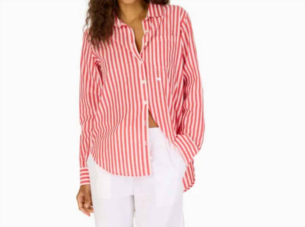 Mia Stripe Shirt Top In Red/white