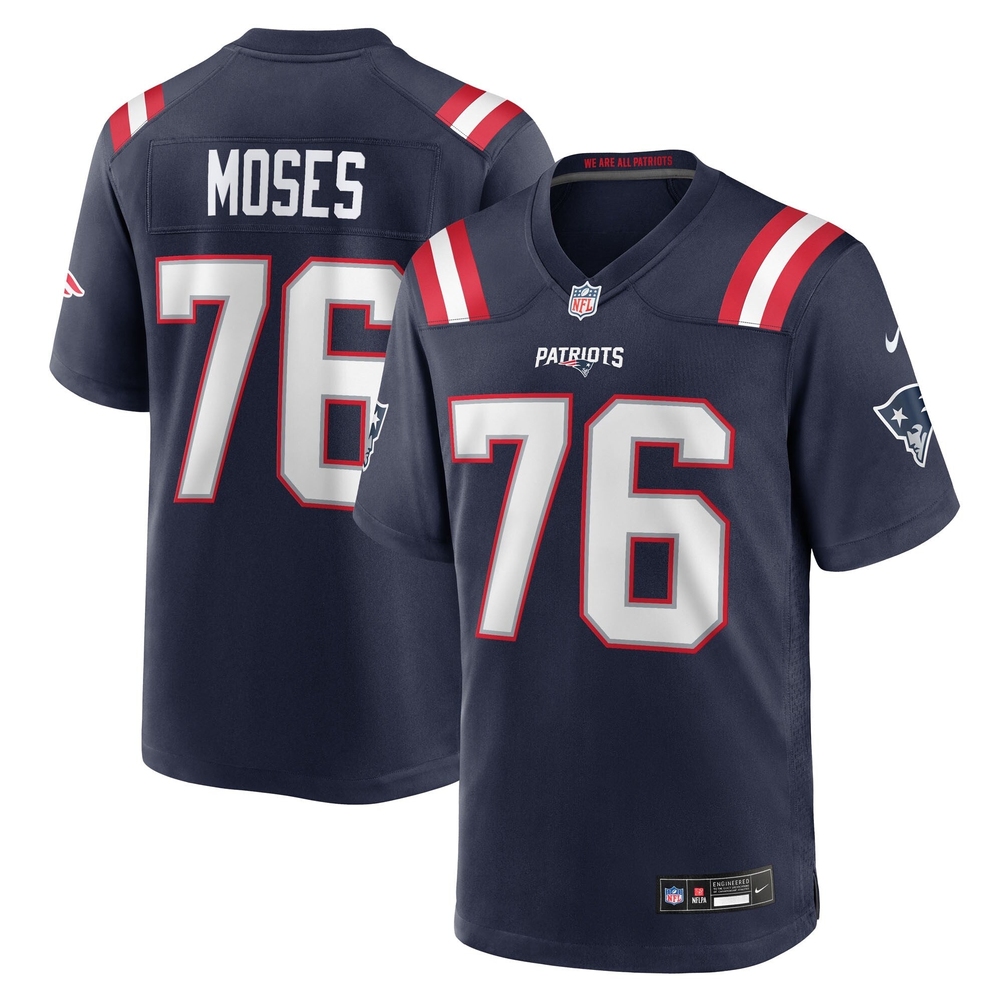 New England Patriots Morgan Moses Navy Team Game Jersey