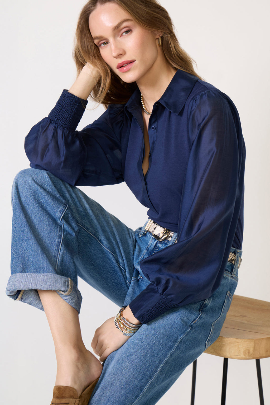 Women's Nelly Sheer Sleeve Top