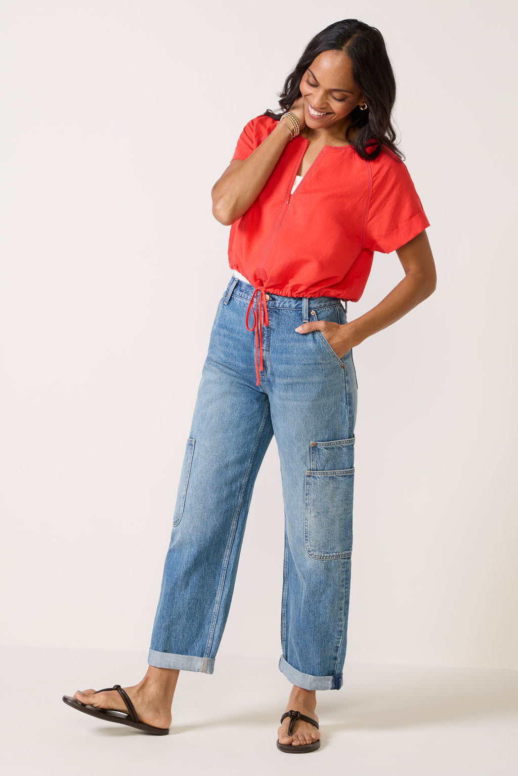 Women's Jill Linen Zip Up Top